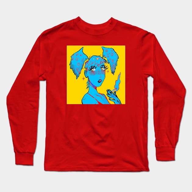 Smoking girl! Long Sleeve T-Shirt by snowpiart